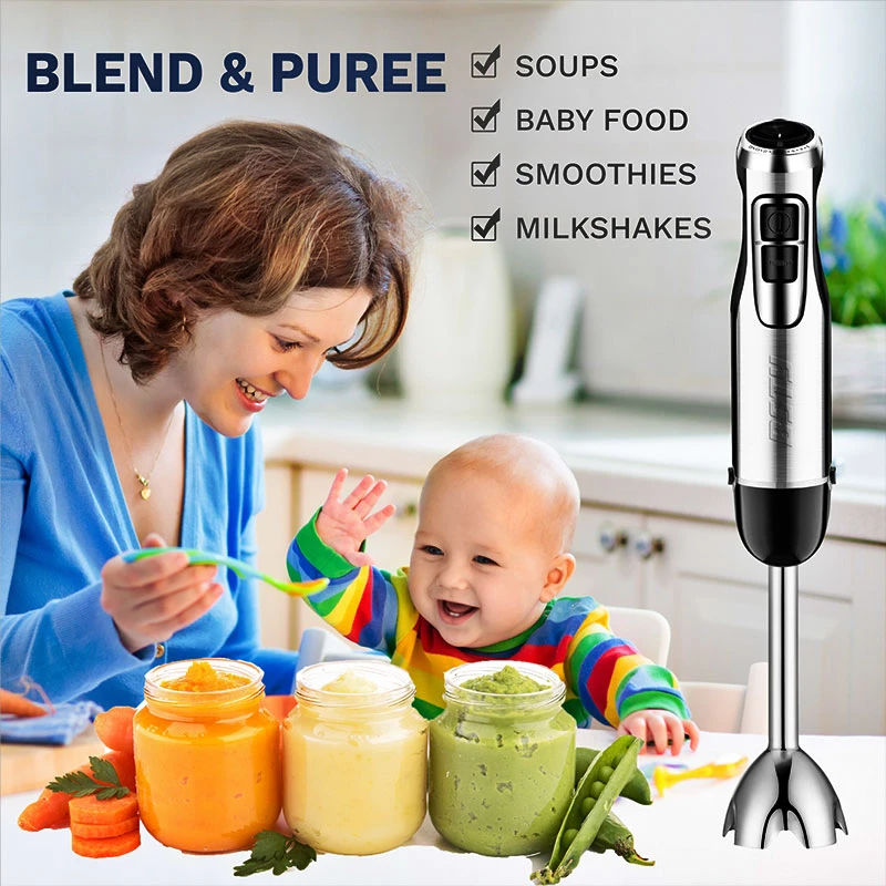 pureeing with a hand blender