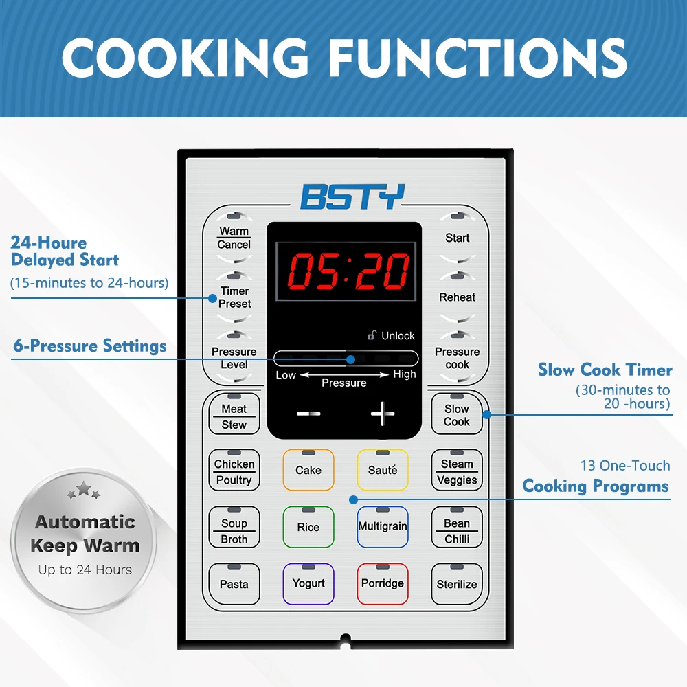 BSTY pressure cooker cooking instructions